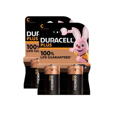 2x Duracell 2er Blister Plus Batterie Alkaline Baby C LR14 MN1400 1,5V