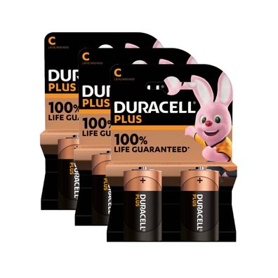 3x Duracell 2er Blister Plus Batterie Alkaline Baby C LR14 MN1400 1,5V