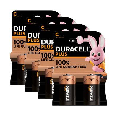 4x Duracell 2er Blister Plus Batterie Alkaline Baby C LR14 MN1400 1,5V