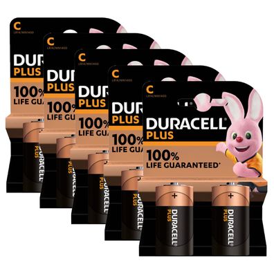 5x Duracell 2er Blister Plus Batterie Alkaline Baby C LR14 MN1400 1,5V