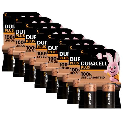 8x Duracell 2er Blister Plus Batterie Alkaline Baby C LR14 MN1400 1,5V