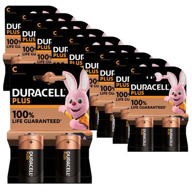 10x Duracell 2er Blister Plus Batterie Alkaline Baby C LR14 MN1400 1,5V