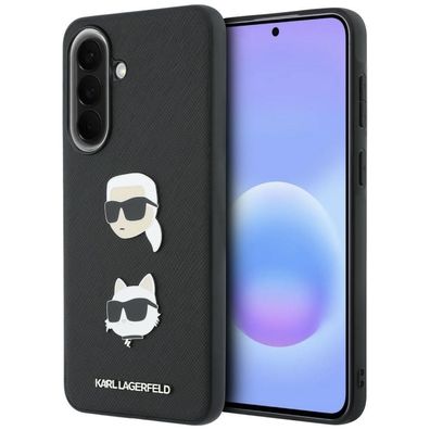 Hülle Karl Lagerfeld Galaxy A37 Kunstleder schwarz Logo Choupette Metall Pin