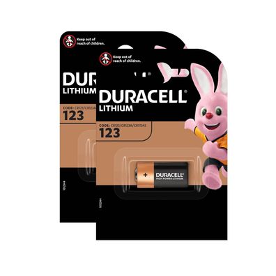 2x Duracell 123 CR17345 DL123A CR123A 3V Photo Lithium Batterie im 1er Blister