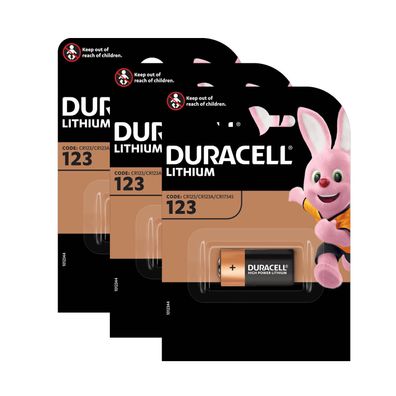 3x Duracell 123 CR17345 DL123A CR123A 3V Photo Lithium Batterie im 1er Blister