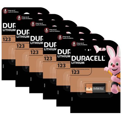 6x Duracell 123 CR17345 DL123A CR123A 3V Photo Lithium Batterie im 1er Blister