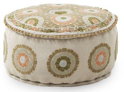 Runder Stoffhocker Durchmesser 55 cm leinenfarb