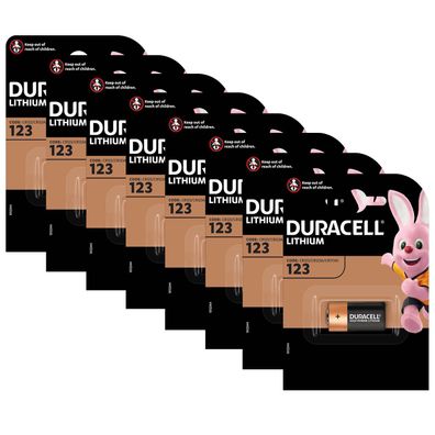 8x Duracell 123 CR17345 DL123A CR123A 3V Photo Lithium Batterie im 1er Blister