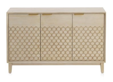 Anrichte mit 3 Türen aus Eichenfurnier und beige Farbe