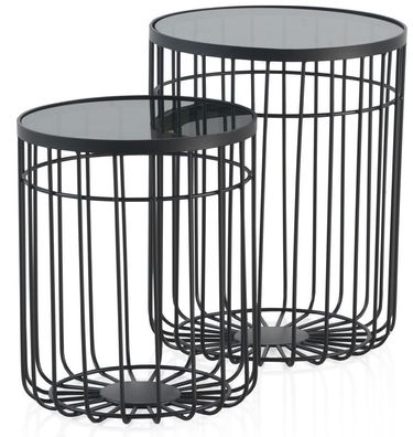 2er Set Metallbeineeistelltischen mit Glas