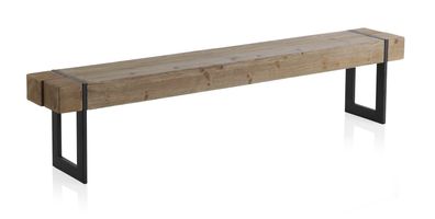Sitzbank aus Holz mit Metallbeinen