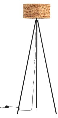 Stehlampe aus Naturfasern und Metallsockel