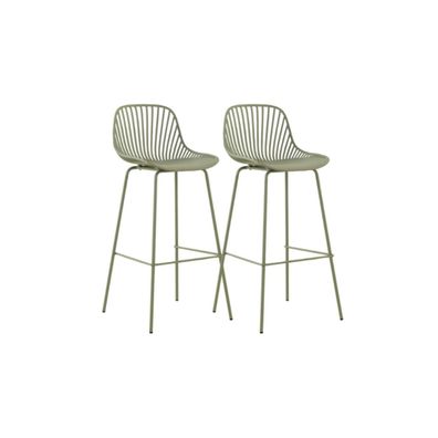 2er-Set Hocker Polypropylen pistazienfarben mit Metallbeinen