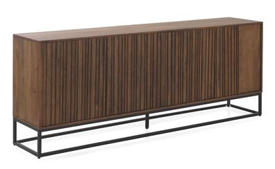 Sideboard mit 4 Türen aus massivem Mangoholz und Metallgestell