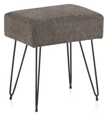 Gepolsterter Hocker Grau mit Metallbeine schwarz