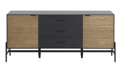 Sideboard in Esche schwarz furniert mit naturfarben Türen