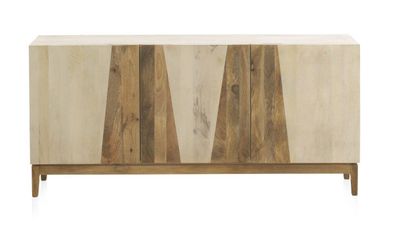 Sideboard 4 Türen Esche furniert mit Beinen aus Mangoholz
