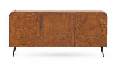 Sideboard mit 3 Türen in Honigfarbe aus massivem Mangoholz