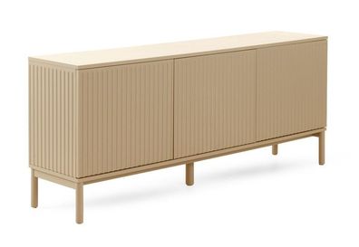 Beige Sideboard mit geriffelten Schlitzen an Türen und Seiten