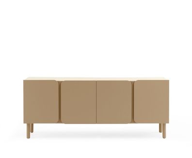 Beigefarbener Sideboard mit abgerundeten Ecken an den Türen