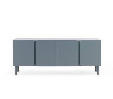 Blauer Sideboard mit abgerundeten Kanten an den Ecken der Türen