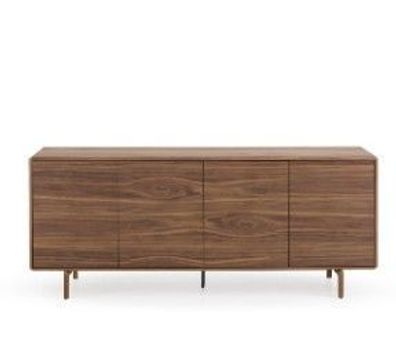 Sideboard mit 4 Türen, nussbaumfurniert, mit Holzbeinen