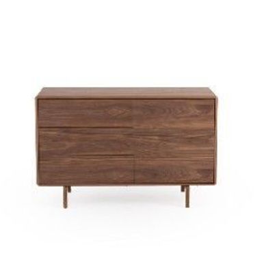 Sideboard mit 1 Tür und 3 Schubladen, nussbaumfurniert, mit Holzbeinen