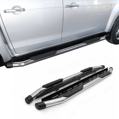 Edelstahl Trittbretter Schwellerrohre für Toyota Hilux DoubleCab 2006-15 Silber