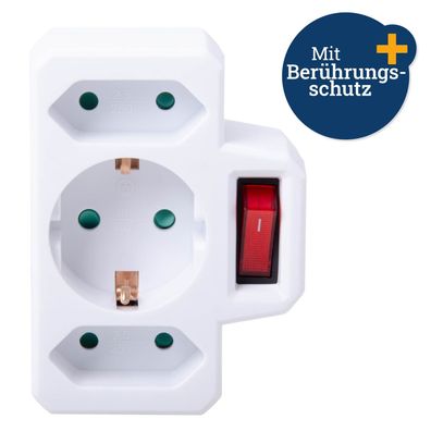 3-fach Schutzkontakt Euro Schalter Steckdose weiß Haushalt Werkzeug Elektro Filmer