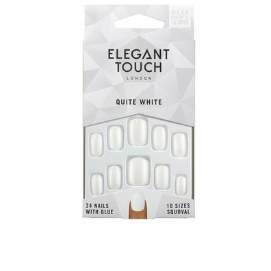 Polished COLOUR 24 nails with glue squoval #quite white