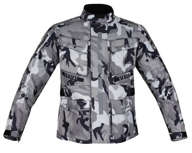 Kinder Motorrad Textil Jacke Biker Jacke Motorradjacke mit Protektoren Camo Grau