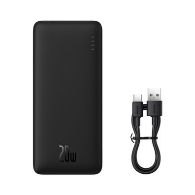 Baseus Airpow 20W 10000mAh Powerbank mit USB-A – USB-C Kabel – Schwarz
