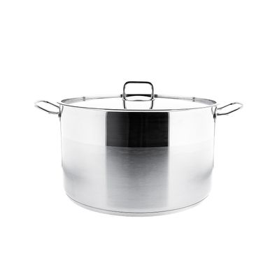 Almina Kochtopf Silber aus Edelstahl mit Deckel für alle Herdarten 18L / 21L / 25L