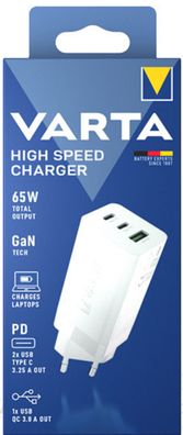Varta Ladeadapter Schnellladegerät High Speed Charger GaN 65W Weiß