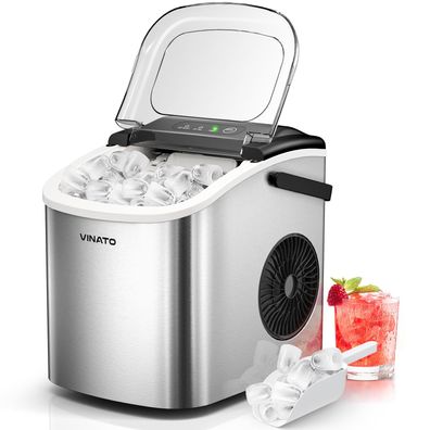 VINATO Eiswérfelmaschine klein 9 Eiswérfel in 9 Min 12 kg 24h Weiß