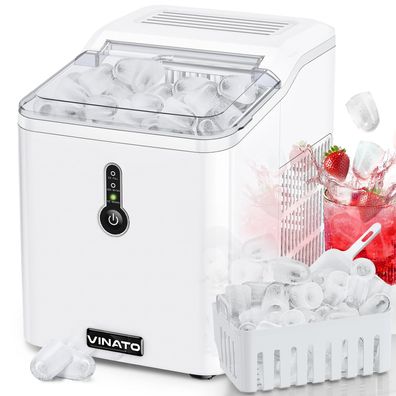 VINATO Eiswérfelmaschine klein 9 Eiswérfel 6-8 Min 12 kg 24h Weiß
