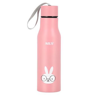 NILS Isolierbecher 500 ml Thermoflasche mit Trageschlaufe Kaninchen Design