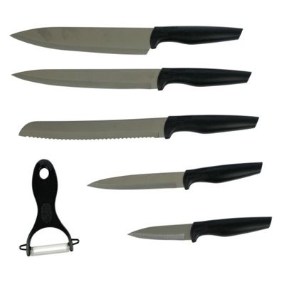Vielseitiges Edelstahl Küchenmesser Set mit Sparschäler - 6-teiliges Set