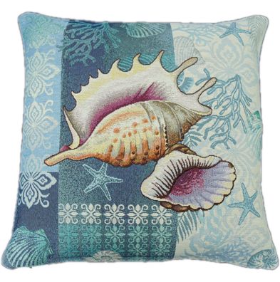 Gobelin Kissenhülle 45x45 Kissenbezug Sommer Deko Kissen Muschel Made in Germany
