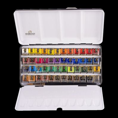 Rembrandt Aquarellfarben-Set im Metalletui | 48 Näpfchen + Pinsel