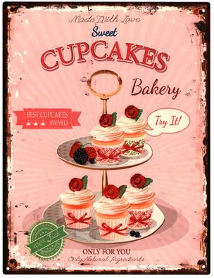 Deko Blechschild Kuchen Sweet Cupcake for You 25x33 Vintage Design Metall Schild