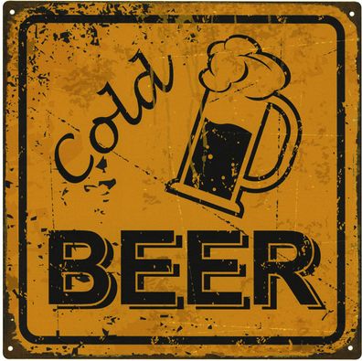 Moritz Deko Blechschild Kaltes Bier Cold Beer 30x30 Vintage-Design Metall Deko Schild