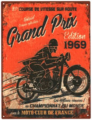 Moritz Deko Blechschild Motorsport Grand Prix 1969 25x33 Vintage Design Metall Schild