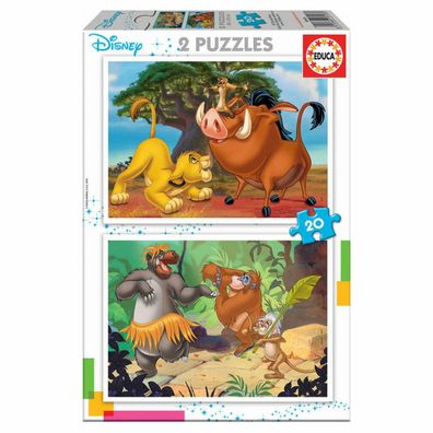 Disney Tiere König der Löwen + Dschungelbuch Puzzle 2x20St