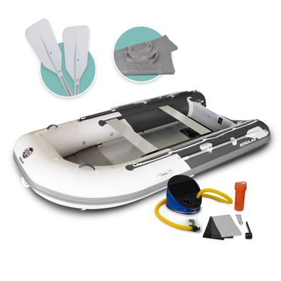 DA-360 Aufblasbares Schlauchboot, 360 cm, grau - dunkelgrau, Aluminiumboden, inkl. Zu