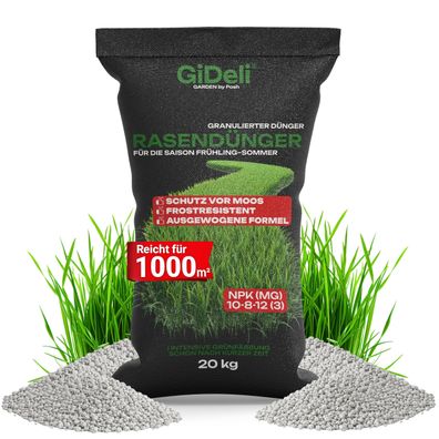 Rasendünger 20kg NPK Langzeitdünger Frühjahr Sommer Stickstoff Garten GiDeli