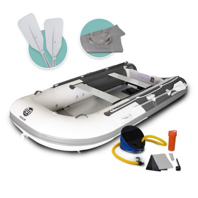 DA-330 Aufblasbares Schlauchboot, 320 cm, grau - dunkelgrau, Aluminiumboden, inkl. Zu