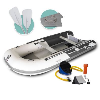 DA-390 Aufblasbares Schlauchboot, 390 cm, grau - dunkelgrau, Aluminiumboden, inkl. Zu