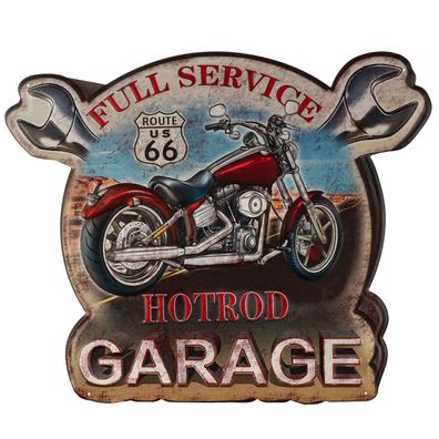 Moritz Blechschild 60 x 49 cm US Route 66 USA Motorrad Rot Bike Garage Amerika Retro