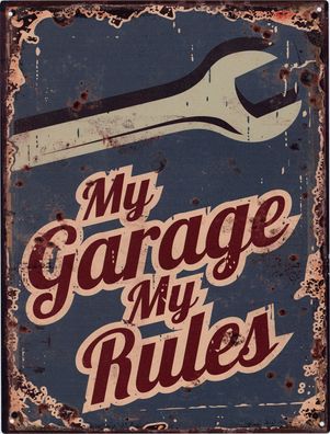 Moritz Blechschild My Garage My Rules Schlüssel 25 x 33 cm Retro Vintage Wand